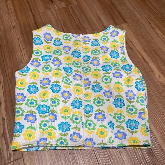 Vintage 60/70 Crop Top Button Back Closure Flower Power - Picture 2 of 3